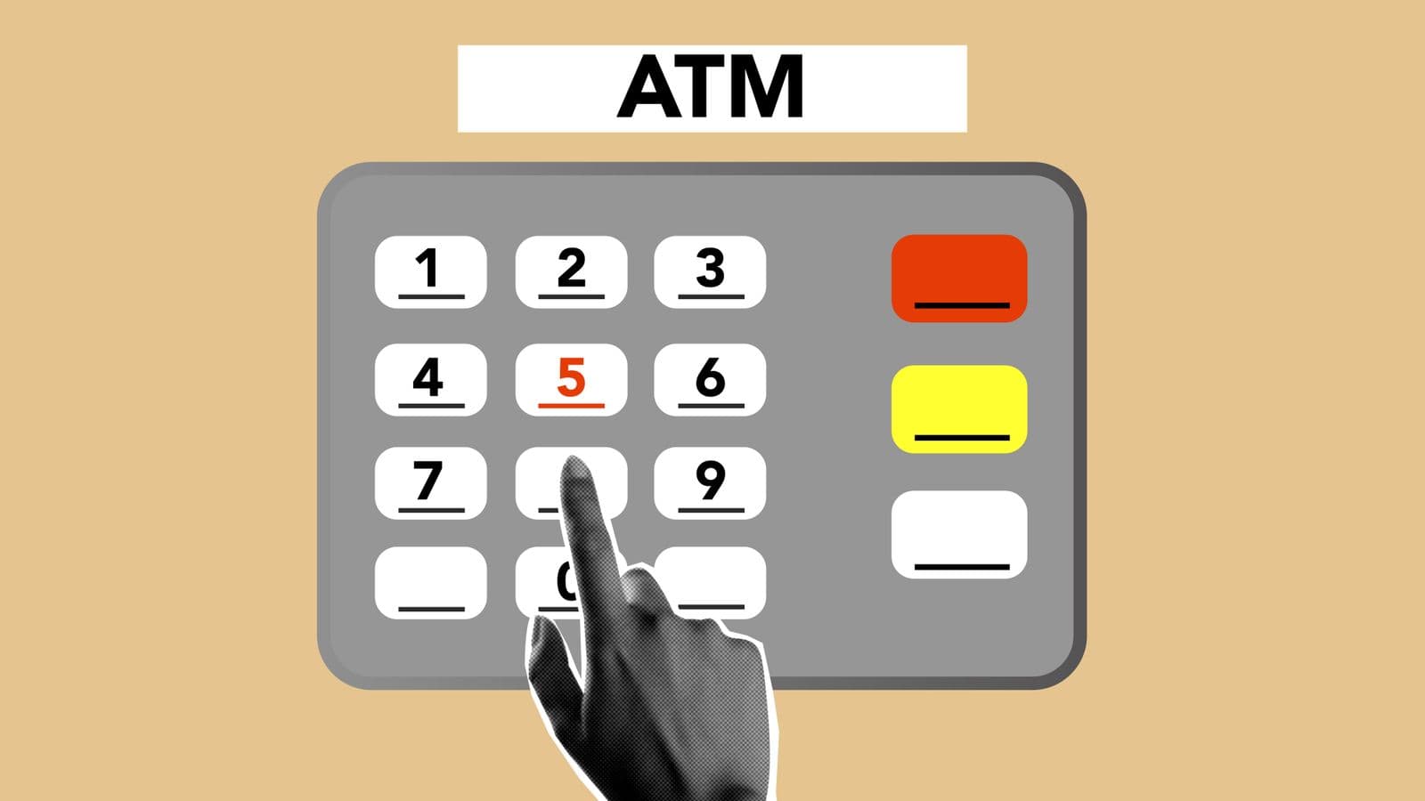 Person entering a PIN at an ATM to withdraw an eWallet
